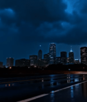 雨夜城市道路与乌云景观9299#横屏 