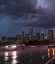 雨夜城市道路闪电景观6883#横屏 