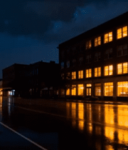 雨夜城市街道闪电景象6375#横屏 