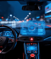 雨夜汽车驾驶舱内科技感画面13819#横屏 