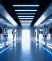 宇航员在科技隧道内站立场景2130#横屏 