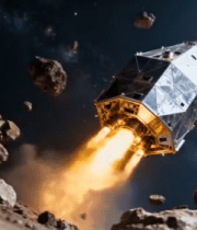 宇宙中火箭穿梭飞行场景2768#横屏 