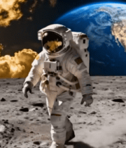 宇航员在月球行走地球为背景13282#横屏 