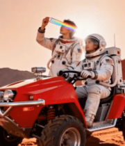 宇航员在火星驾驶越野车场景13071#横屏 