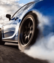 蓝色跑车道路行驶特写1541#横屏 