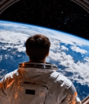 宇航员太空舱内眺望地球4841#横屏 