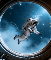 宇航员于空间站眺望宇宙景象7565#横屏 