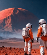 宇航员在火星景观前的场景14266#横屏 