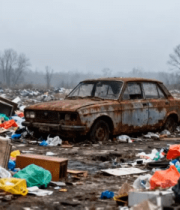 垃圾场中的废旧汽车13598#横屏 