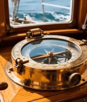 游艇内的航海罗盘特写11034#横屏 