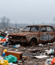 垃圾场中的废旧汽车13598#横屏 