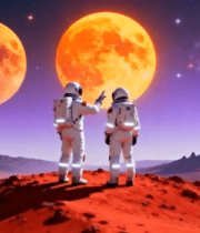 宇航员火星观双月星空场景1544#横屏 