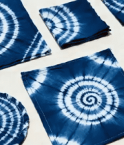 蓝白扎染织物与青花瓷茶具10911#横屏 