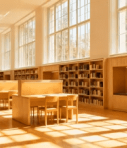宽敞明亮的图书馆室内场景1118#横屏 