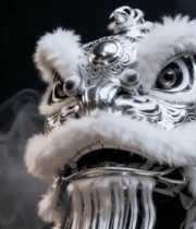 银色舞狮狮头特写1841#横屏 