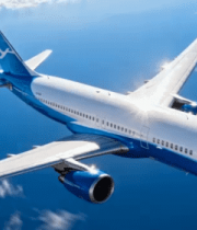 空中飞行的蓝白客机13261#横屏 