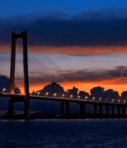 跨海大桥日落时分景象775#横屏 