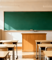 空教室中的课桌椅与黑板10444#横屏 