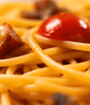 意大利面配番茄肉块美食素材8871#横屏 
