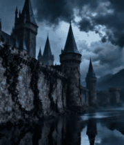 阴沉天色下的古老城堡景观1412#横屏 