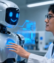 	 科研人员与机器人互动场景2540#横屏 