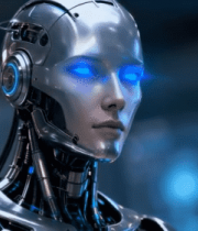 银色机器人特写14939#横屏 