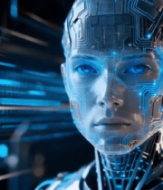 科技感机器人头部特写8525#横屏 