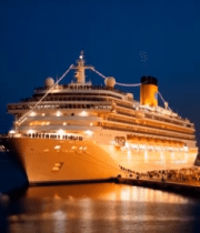 夜晚码头的大型游轮784#横屏 