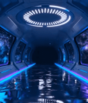 科幻风格宇宙飞船内部通道5402#横屏 