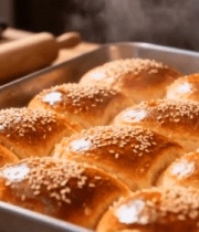 烤箱中出炉的芝麻面包5136#横屏 