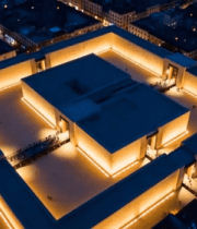 夜晚航拍建筑全景3428#横屏 