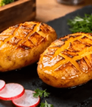 	 烤土豆摆盘特写10889#横屏 