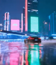 夜晚城市道路跑车行驶画面2471#横屏 