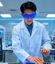 科研人员实验室操作多屏幕设备6570#横屏 