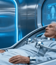 医生照看躺在医疗设备上的老人2940#横屏 