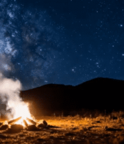 夜晚野外露营篝火星空场景5592#横屏 