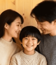 一家三口微笑合影6470#横屏 