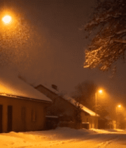 夜晚街道雪景13207#横屏 