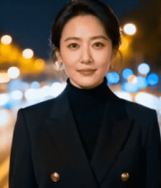 夜晚街头站立的职业女性947#横屏 