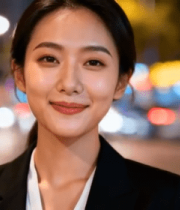 夜晚街头微笑的职业女性(4)11556#横屏 