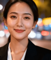 夜晚街头微笑的职业女性(4)11556#横屏 