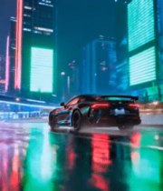 夜晚城市道路跑车行驶画面2471#横屏 