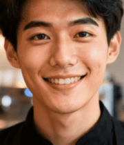 咖啡店年轻男性店员微笑特写755#横屏 