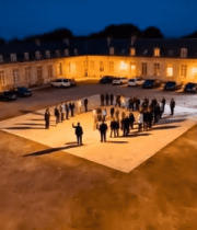 夜晚航拍欧式建筑庭院12513#横屏 