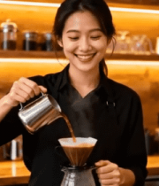 咖啡师咖啡馆内制作咖啡12423#横屏 