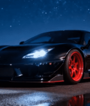 夜色下炫酷黑色跑车3476#横屏 