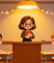 卡通教师教室授课场景7652#横屏 