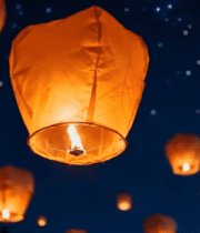 夜空中放飞的孔明灯6522#横屏 