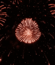 夜空绽放的红色烟花1098#横屏 