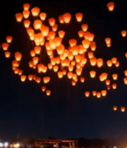 夜空中放飞孔明灯场景5601#横屏 